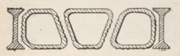 Corps creux de terre cuite entre deux fers en I, Danguy, 1913.